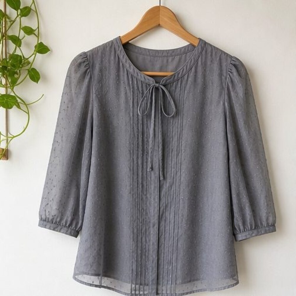 Gray Puff Sleeve Top